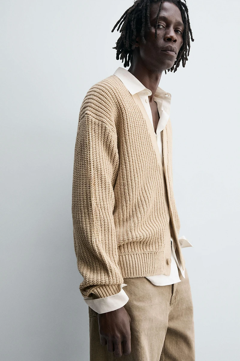 RIBBED TEXTURED CARDIGAN