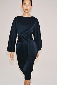 ROBE MIDI CEINTURE AVEC LIN ZW COLLECTION