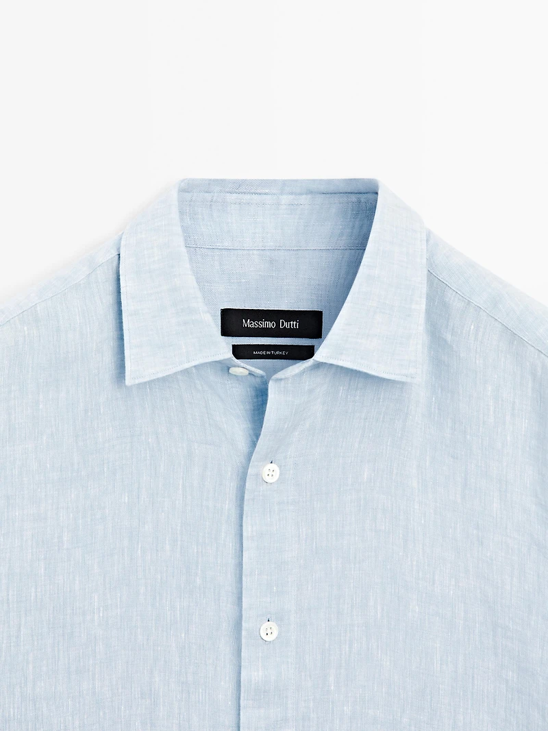 Slim-fit 100% linen shirt