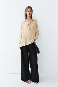 Cotton and silk blend polo sweater