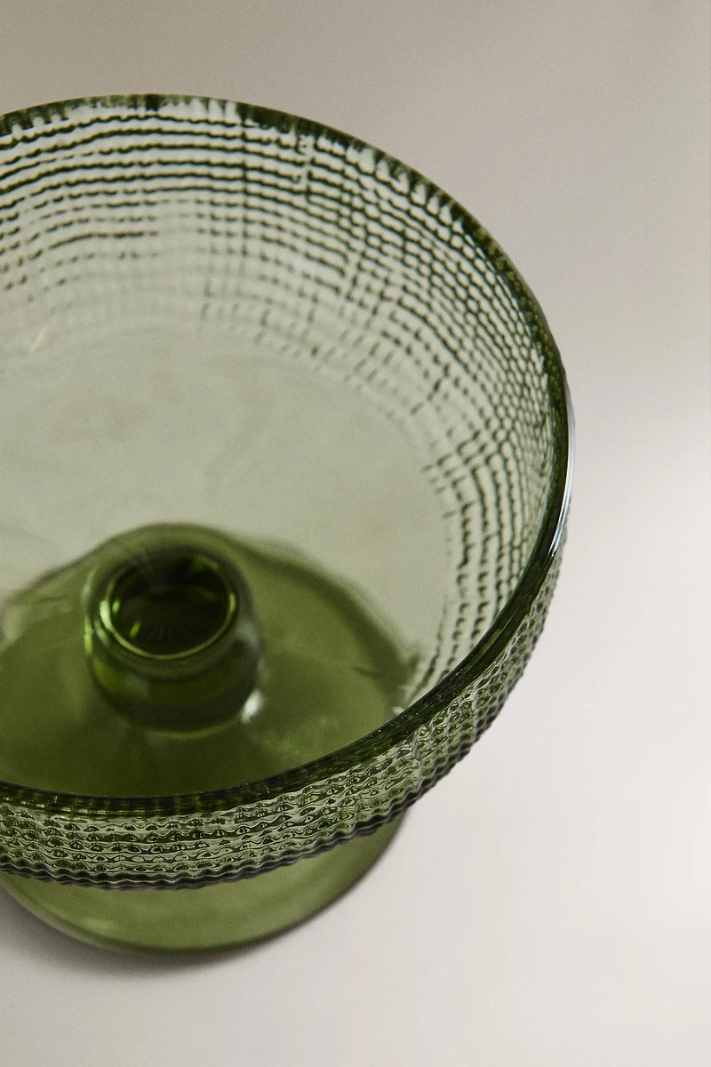 RAISED DESIGN GLASS DESSERT CUP