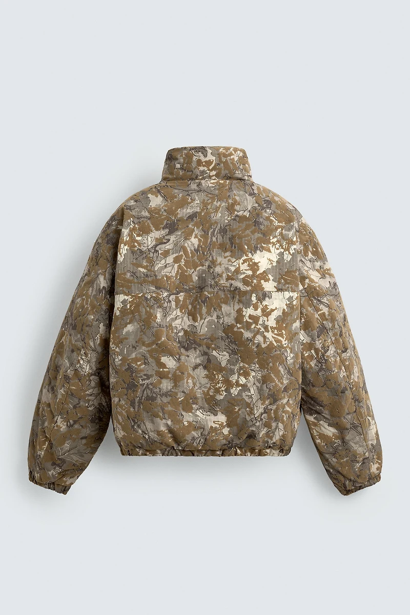 FLOCKED PRINT PUFFER JACKET