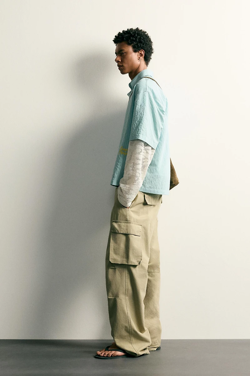 RELAXED FIT SHIRT WITH LAYERED SLEEVE DETAIL