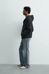 WASHED WAFFLE HOODIE SWEATSHIRT