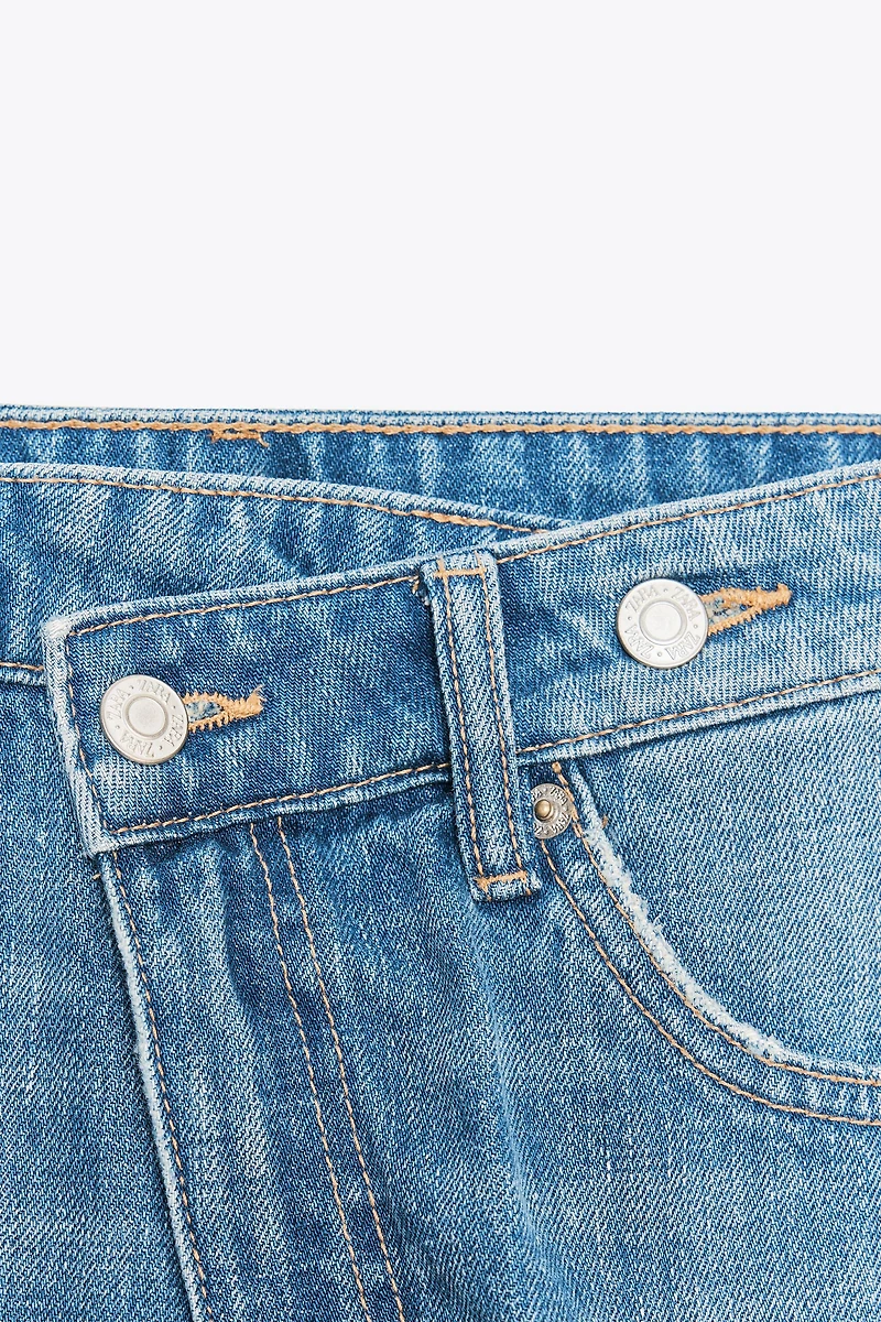 HIGH-RISE CROSS WAIST MOM FIT TRF DENIM SHORTS