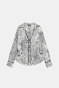 PRINTED BLOUSE WITH TRIM