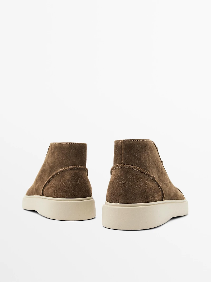 Leather lace-up high-top trainers