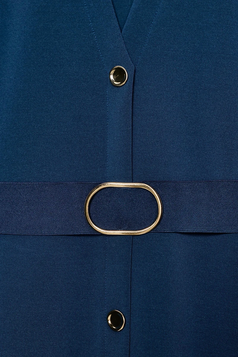 BELTED STRETCH MIDI DRESS