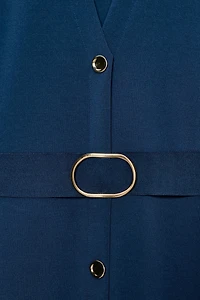 BELTED STRETCH MIDI DRESS