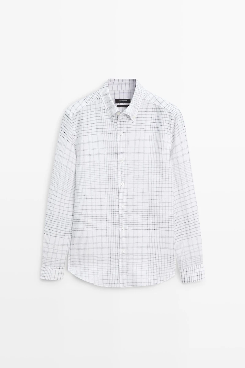 Chemise regular fit à carreaux 100 % lin