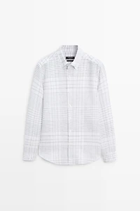 Chemise regular fit à carreaux 100 % lin