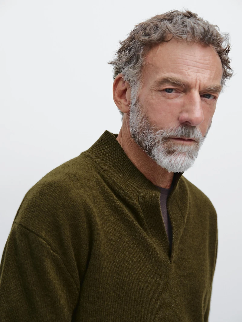 Pull en maille à col mock V