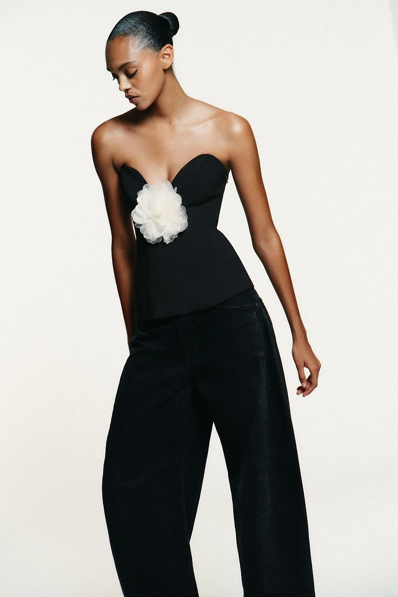 CONTRAST FLORAL BANDEAU TOP