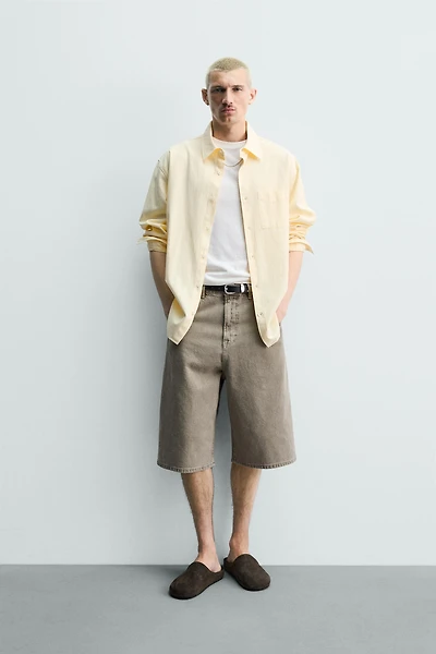 STRUCTURED BALLOON FIT DENIM SHORTS