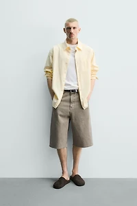 STRUCTURED BALLOON FIT DENIM SHORTS