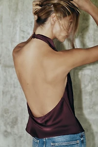 SATIN EFFECT HALTER TOP