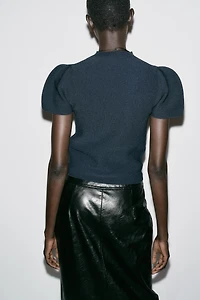 BALLOON SLEEVE KNIT TOP