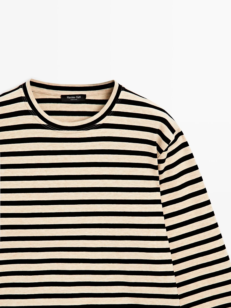 Oversize striped cotton blend T-shirt