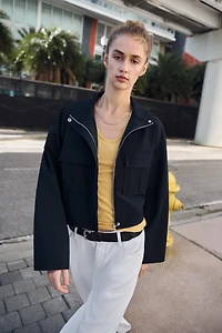CROPPED HIGH COLLAR JACKET