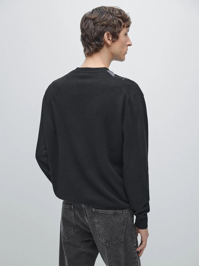 100% wool Argyle knit sweater