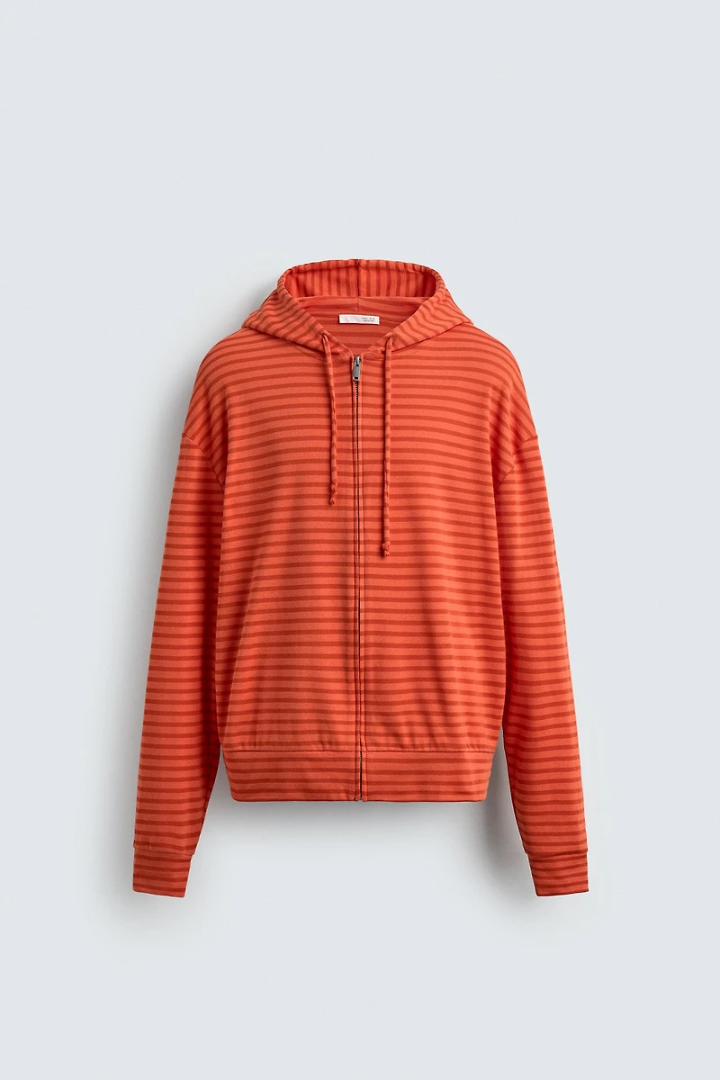 STRIPED HOODED SWEATSHIRT