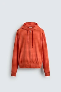 STRIPED HOODED SWEATSHIRT