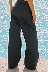 WIDE LEG LINEN PANTS WITH BUTTONS