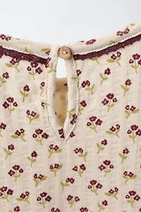 FLORAL TEXTURED PANEL DRESS