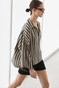 Blousier oversize à rayures en lin mélangé