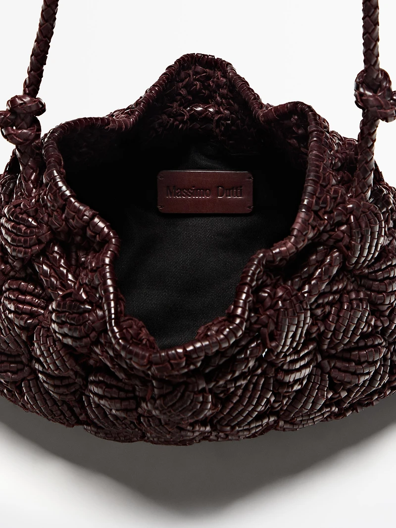 Nappa leather macramé pouch bag