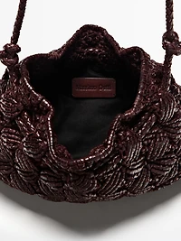 Nappa leather macramé pouch bag
