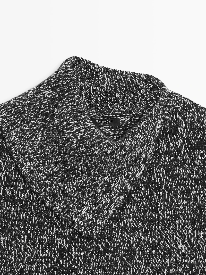 Mouliné knit vest with collar detail