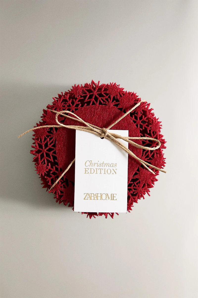 SET OF CHRISTMAS SNOWFLAKE FELT COASTERS (SET OF 6)