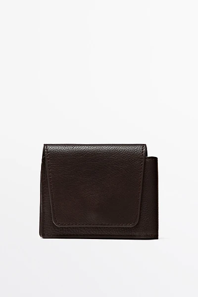 Portefeuille à rabat en cuir nappa