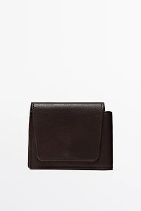 Portefeuille à rabat en cuir nappa