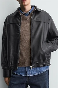 FAUX LEATHER BOMBER JACKET