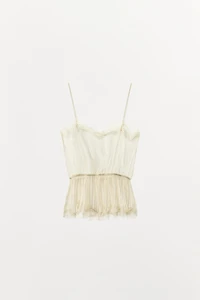 PLEATED LACE GEORGETTE TOP