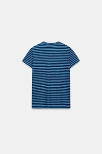 COTTON AND LINEN STRIPED T-SHIRT