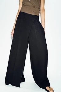 WRAP FRONT WIDE LEG PANTS