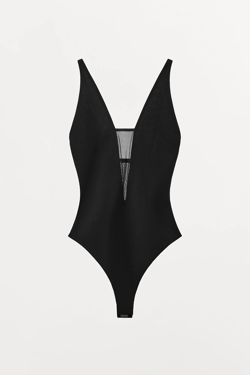 COMBINATION TULLE STRAPPY BODYSUIT