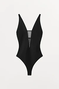 COMBINATION TULLE STRAPPY BODYSUIT