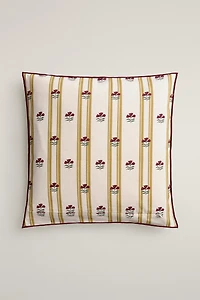 STRIPED AND FLORAL THROW PILLOW COVER