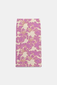PRINTED MIDI SKIRT WITH SLIT