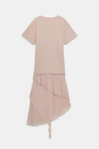 RUFFLED COMBINATION DRESS
