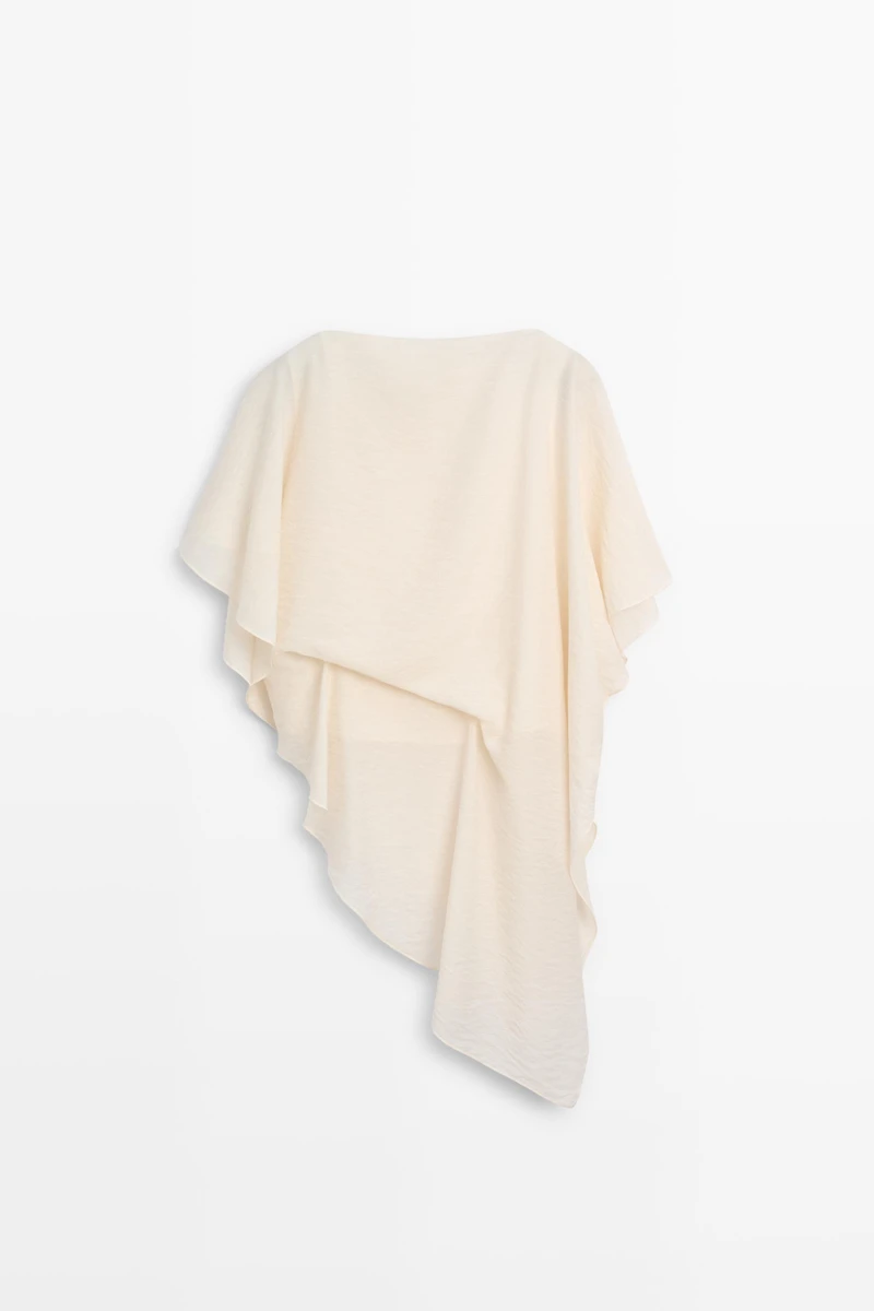 Asymmetric cape-style flowing blouse