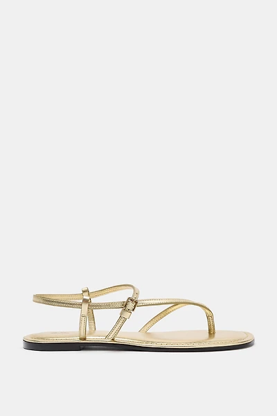 METALLIC EFFECT LEATHER SANDALS