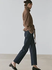 Veste ceinture en cuir effet daim