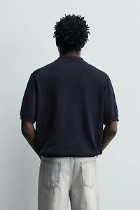 SILK LINEN BLEND KNIT POLO SHIRT