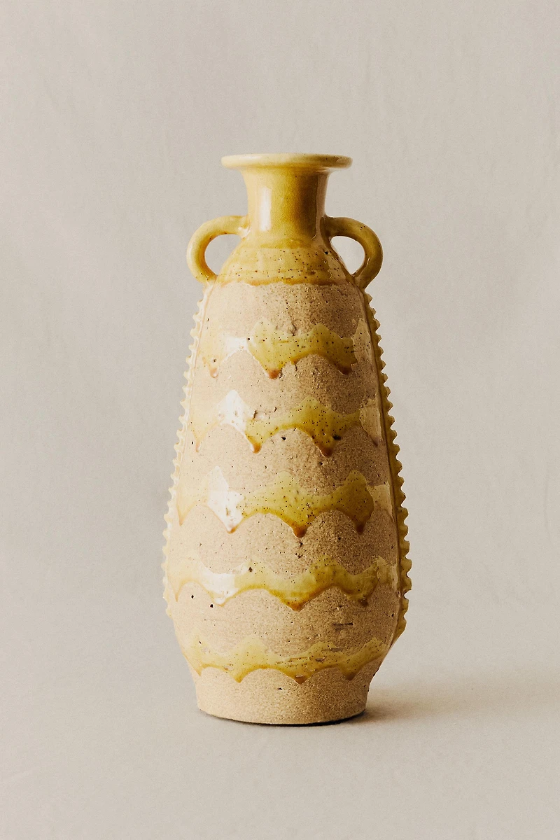 VASE DÉCORATIF EN TERRE CUITE À ANSES