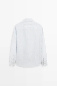 100% linen regular fit striped shirt